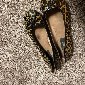 Leopard Print Flats with Black Bow